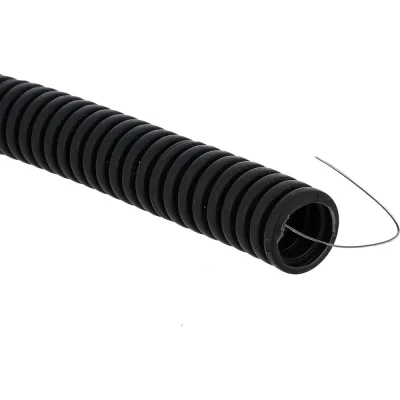 Гофрированная труба пвх с протяжкой EKF d32 мм (50 м) черная tg-z-32-50-black