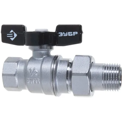 Кран для трубопровода Зубр 1/2" с накидной гайкой 4-51327-C-1/2