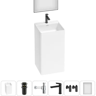 Акционный набор 6 в 1 Wellsee Pure BY напольная раковина 45x45x85 см 20220198R