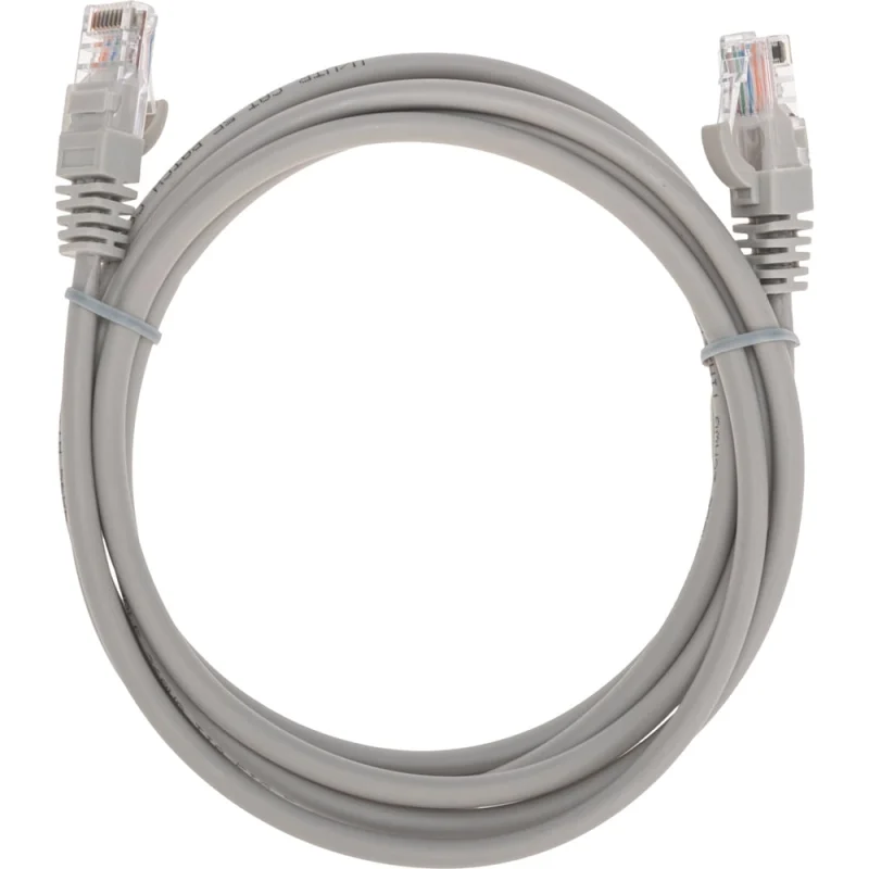Патч-корд REXANT u/utp, cat 5e, rj45-rj45, 26awg, lszh, серый, 2м 02-0100-2