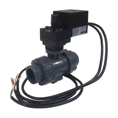 Двухходовой шаровой кран TECHNO DN25 из ПВХ, с электроприводом 4Нм, 230В, управление открыто/закрыто 2025PVC-04DF/230V 682225