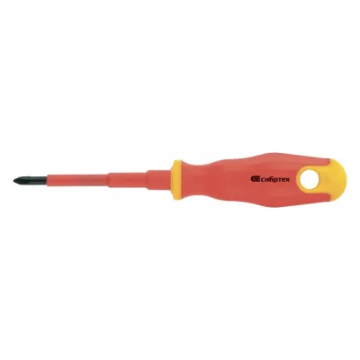 Отвертка диэлектрическая СИБРТЕХ PH1х80mm, CrV, до 1000В, двухкомпонентная рукоятка// 12930