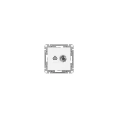 Механизм розетки TV+RJ45 EKF Эпика (cat5), белый UP1-SOW-TV+RJ