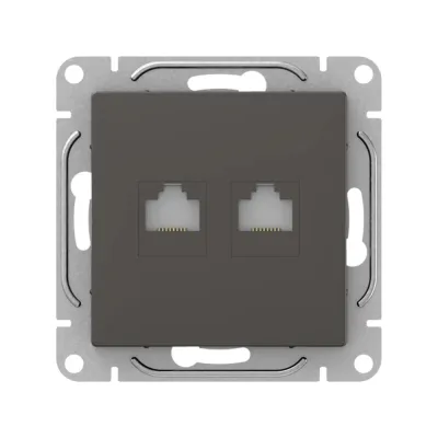 Механизм компьютерной розетки EKF Эпика RJ45 - 2шт, (cat6), мокко UP1-SOM-2RJ45-6