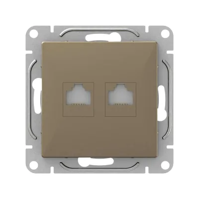 Механизм компьютерной розетки EKF Эпика RJ45 - 2шт, (cat6), шампань UP1-SOC-2RJ45-6