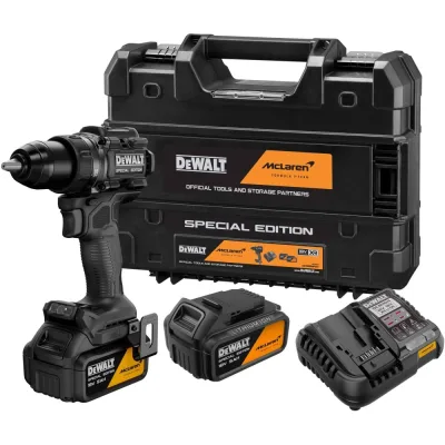 Аккумуляторная дрель-шуруповерт Dewalt McLaren Limited Edition DCD81MP2T, 18 В, 2000 об/мин, с 2 АКБ 5 Ач и ЗУ, в кейсе TSTAK DCD81MP2T-QW