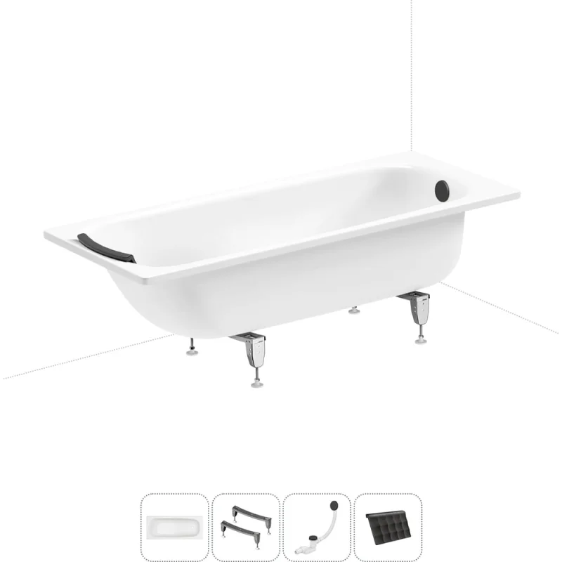 Комплект 4 в 1 Sanitana BLB Universal 3,5 стальная ванна 170x75 с ножками, сифоном и подг 20220739R