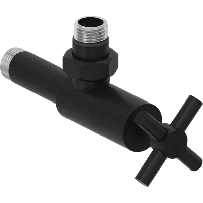 Вентиль Сунержа угловой крест (G 1/2" НР х G 1/2" НР) Матовый чёрный31-1408-1212