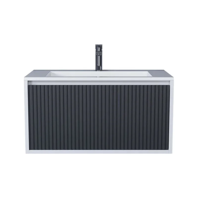 Подвесная тумба с раковиной для ванной uperwood Next Premium 80x45x42 см, белая/графит, 1 ящик 3930205166