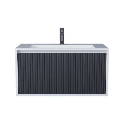 Подвесная тумба с раковиной для ванной uperwood Next Premium 80x45x42 см, белая/графит, 1 ящик 3930205166