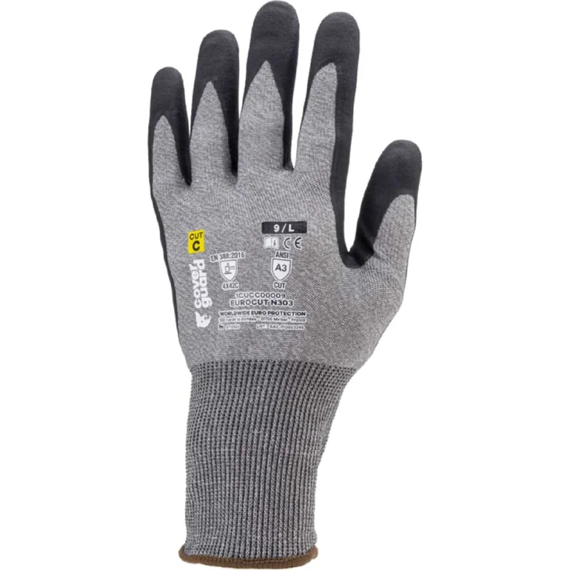 Перчатки COVERGUARD EUROCUT N303 серые с черным 5450564041141