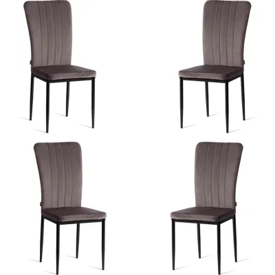 Комплект стульев Tetchair 4 шт. VERTER (mod. BC577-DC) металл, флок, 41x52x95 см, Dark grey (темно-серый) HLR24 / черный 21249