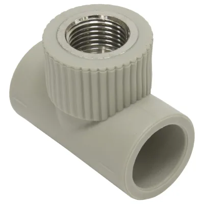 Тройник комбинированный TEBO PPR 25x1/2 ВР серый 031040305