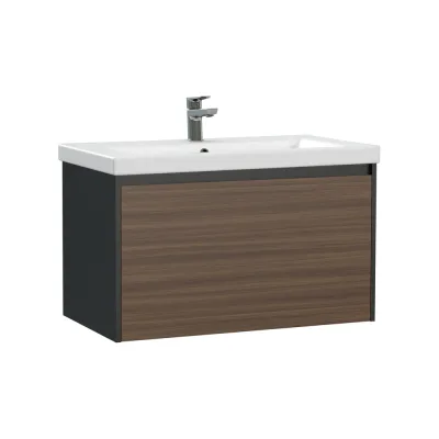 Тумба под раковину подвесная Cersanit Grande 80 для умывальника Como 80, черный орех 64760