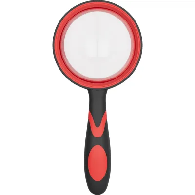 Лупа просмотровая Staff диаметр 60 мм, увеличение 5x, корпус черный с красным 458669
