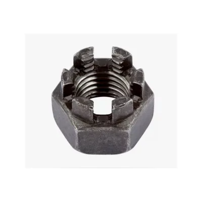 Гайка SORREX М36 DIN935 корончатая черная стальная (10 штук) 0935-008-36-10