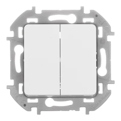 Выключатель Legrand Inspiria двухклавишный встраиваемый белый (673620)