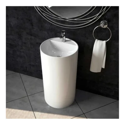 Раковина из искусственного камня ЛИТКАМ LUNA 45x45x80, белый глянец LKR-45.45.84W.LUNA