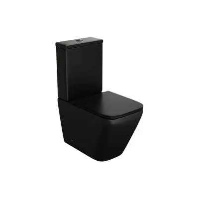 Унитаз напольный безободковый Teymi Helmi Vortex Black, торнадо, быстросъемное сиденье с микролифтом T40328 ЦБ-00305158