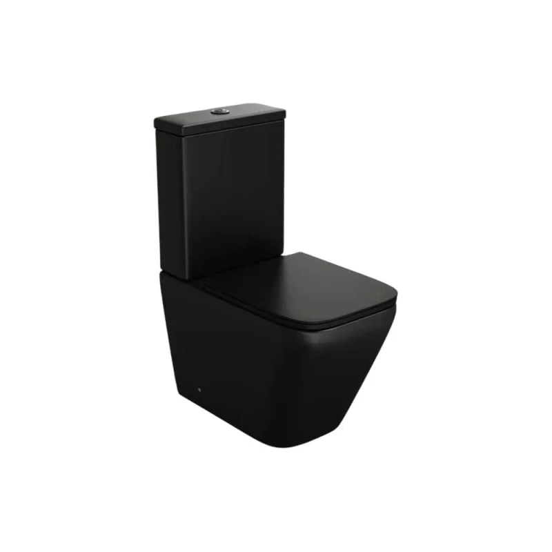 Унитаз напольный безободковый Teymi Helmi Vortex Black, торнадо, быстросъемное сиденье с микролифтом T40328 ЦБ-00305158
