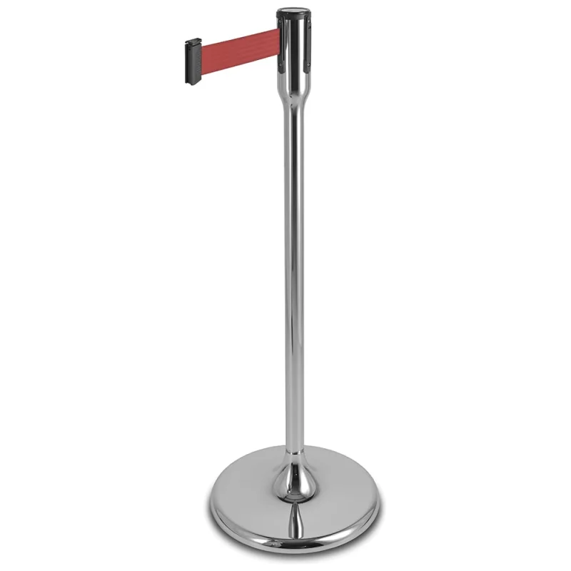 Стойка ограждения с лентой Rusbarrier 3м LINEBARRIER SILVER red