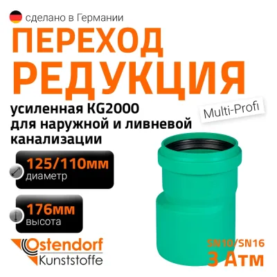 Редукция для наружной канализации Ostendorf ПП 125х110 мм 775340