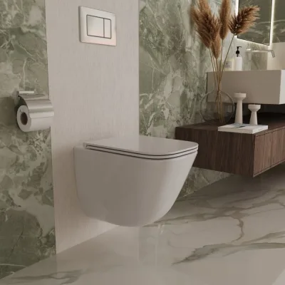 Унитаз подвесной Vincea Demi Tornado, безободковый, 485x345x400 мм, фарфор, белый, ультратонкое сиденье с микролифтом VT1-55T