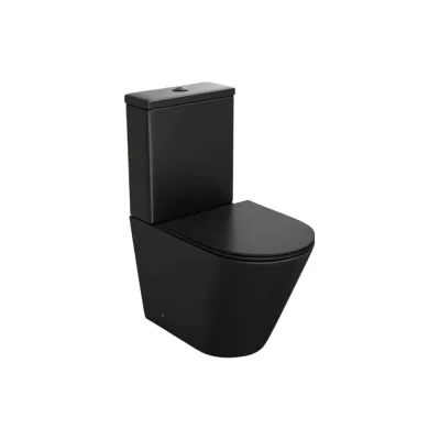 Унитаз напольный безободковый Teymi Solli Vortex Black, торнадо, быстросъемное сиденье с микролифтом T40209 ЦБ-00305160