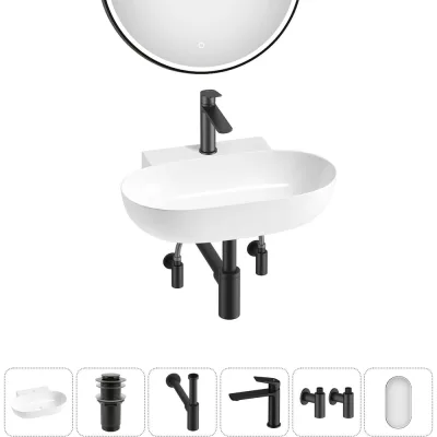 Комплект Wellsee 6 в 1 Lavinia Boho Bathroom Sink накладная/подвесная раковина 58x40 см 20219282R