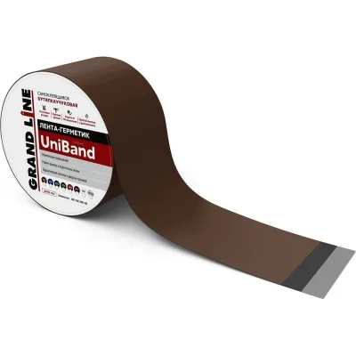 Герметизирующая лента Grand Line Uniband самоклеящаяся, ral 8017, коричневая, 10 м, 10 см 461681