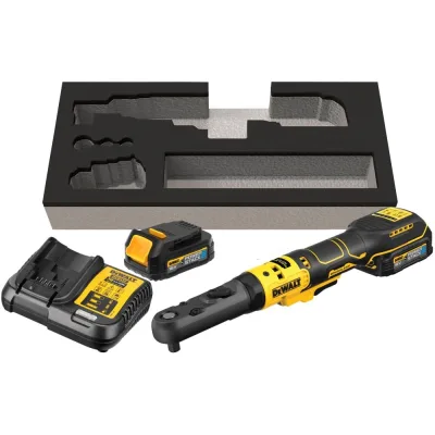Аккумуляторный угловой гайковерт Dewalt DCF510E2G, с трещоткой, 18 В, 102 Нм, 300 об/мин, с 2 АКБ 1.7 Ач и ЗУ, в чехле () DCF510E2G-QW