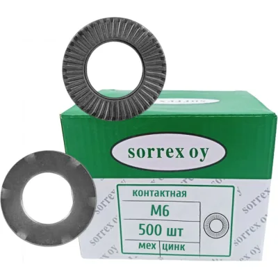 Шайба SORREX контактная М6 с зубцами и насечкой покрытие мех. цинк 500 штук WC522-M-1-06 500