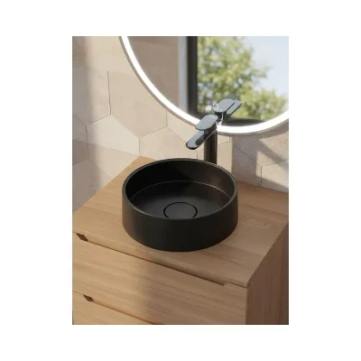 Раковина для ванной накладная кварцевая Tanos Quartz_35 см, круглая, уголь uperwood RTanosQuartz35U