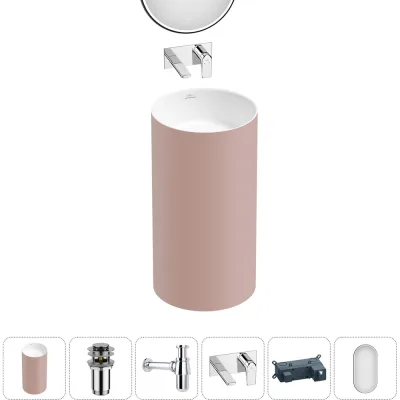 Акционный набор 5 в 1 Wellsee Chalice Perfection напольная раковина 45x45x85 см 20220051R