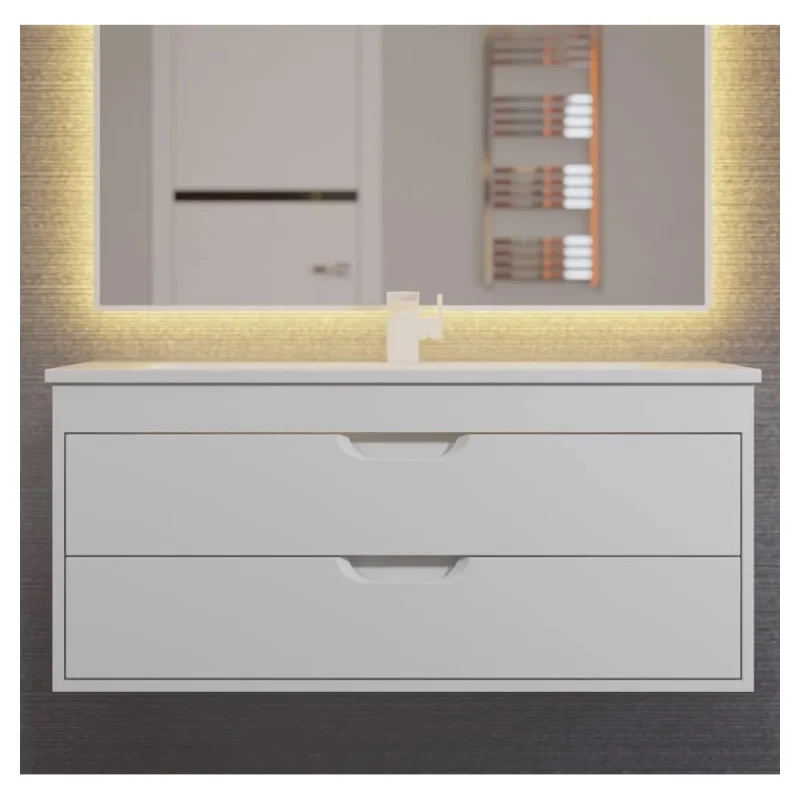 Тумба с раковиной для ванной Uperwood Modul_100 см, подвесная, матовая, белая 393020552