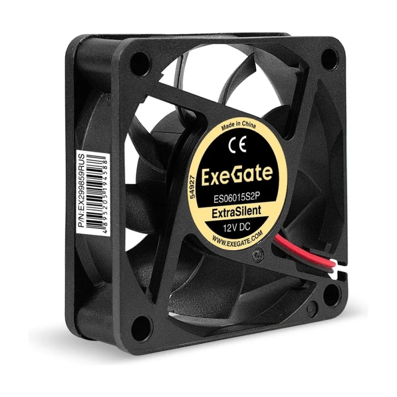 Вентилятор ExeGate 12В DC ExtraSilent ES06015S2P 60x60x15 мм, Sleeve bearing подшипник скольжения, 2pin, 2500RPM, 17dBA 299859