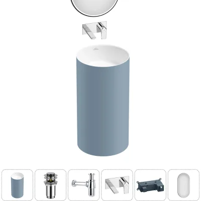 Акционный набор 5 в 1 Wellsee Chalice Perfection напольная раковина 45x45x85 см 20220039R