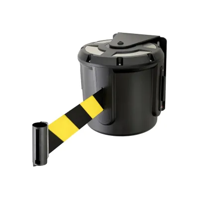 Поворотный настенный блок с лентой RUSBARRIER 20 м POVBARRIER BLACK black/yellow