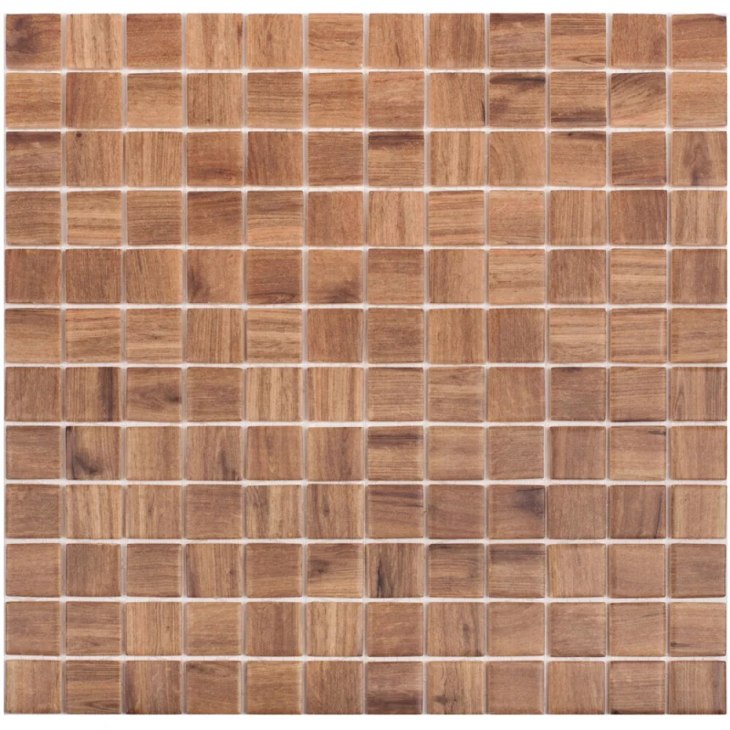 Мозаика Vidrepur Wood 4201 коричневая стеклянная 317х317х4 мм матовая