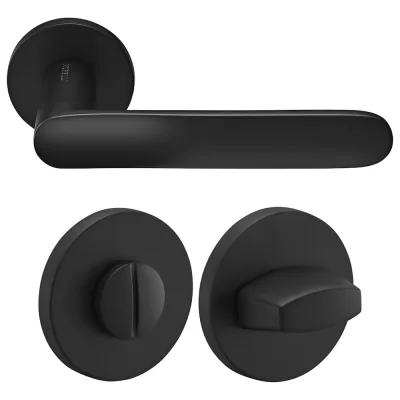 Комплект Дверные ручки MORELLI MH-59-R6 BL + Завертка сантехническая MH-WC-R6 BL, цвет черный 9016061