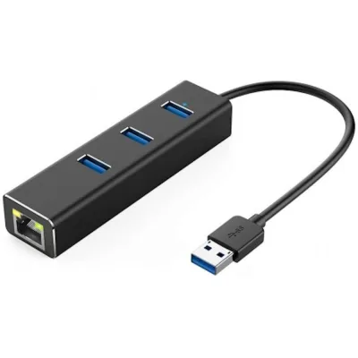 Адаптер KS-is USB 3.0 RJ45 Gigabit LAN с USB хабом KS-405