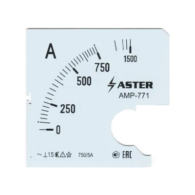 Шкала Aster к амперметру AMP-771 750/5 А SC771-750