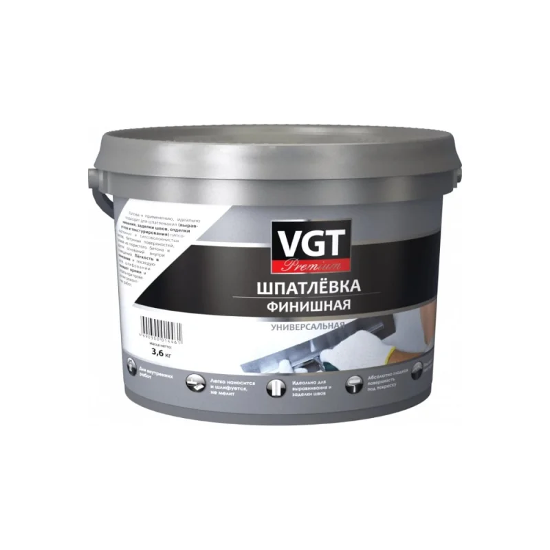 Шпатлевка финишная универсальная с низкой усадкой VGT PREMIUM (16кг) 25388