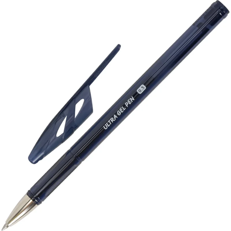Ручка гелевая BRAUBERG ULTRA GEL NAVY BLUE, ТЁМНО-СИНЯЯ, узел 0,5 мм, линия письма 0,35 мм, КОМПЛЕКТ 12 шт., 144281