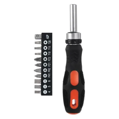 Отвертка ЕРМАК реверсивная, адаптер 1/4, биты: SL4,SL5.5,SL6.5,PH1,PH2,PZ1,PZ2,TORX10,TORX15,TORX20 651-197