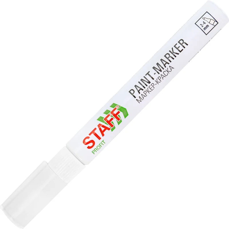 Маркер-краска лак Staff paint marker, 2-4 мм, белые, 12 шт, нитро-основа, PROFIT 152584