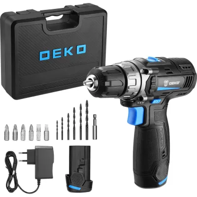 Аккумуляторная дрель-шуруповерт DEKO GCD12DU3 SET3 в кейсе + оснастка 13 шт, 12В, 2х1.5Ач, з/у 063-4097