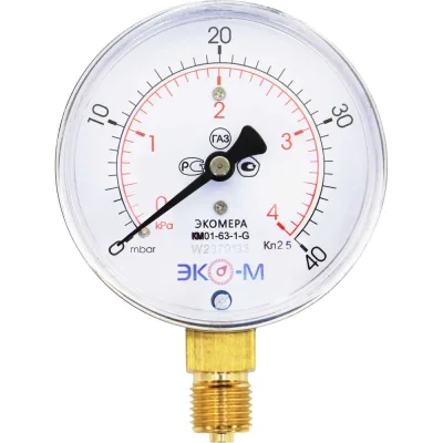 Манометр ЭКО-М КМ-63мм 0...6кПа M12*1.5
(ТН ВЭД 9026204000) КМ-63-M-6кПа
