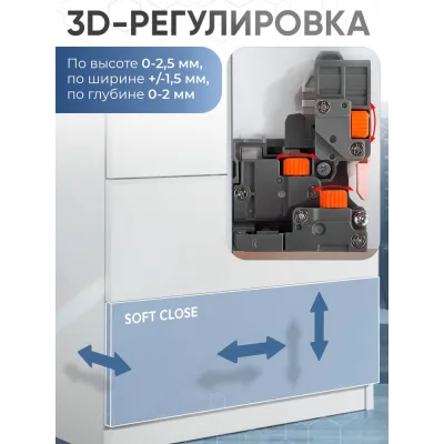 Направляющие полного выдвижения GTV MODERN SLIDE L-500 c 3D регулировкой, с доводчиком PB-3D0SHX18-500-H
