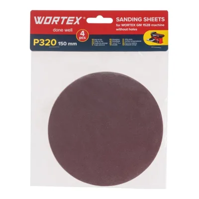 Шлифлист WORTEX 150мм P320 без отв. 4 шт для станка GM 1528 1325984 ЦЗ-0591434244